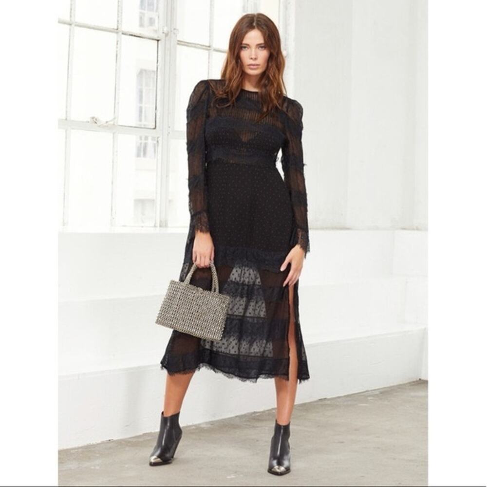 Cleobella Dress Haven Midi Black Semi Sheer Lace Witchy Whimsigoth Victorian
